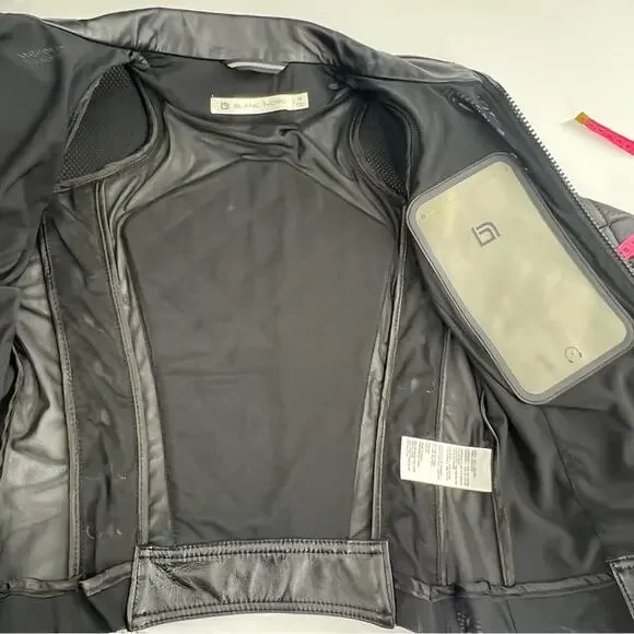 Blanc Noir Classic Leather Mesh Moto Jacket Black sz M